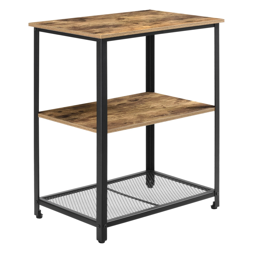 Carrello da Servizio Freiburg a 3 Piani con Ruote Rimovibili 77x60x40 cm - Nero / Color Legno Scuro [en.casa]