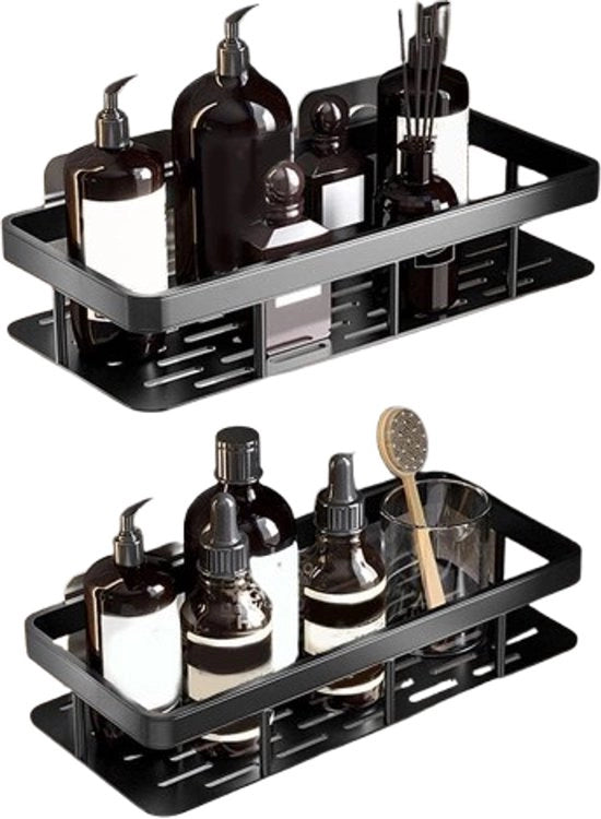Pannello doccia - Raccordo doccia - Senza forare - Angolato - Organizzatore doccia - Accessori - Finitura opaca (nero)