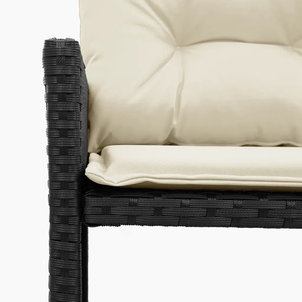 Divano da Giardino con Tavolo e Cuscini a L-Sofa da Giardino-Divano da esterno Nero in Polyrattan 498630