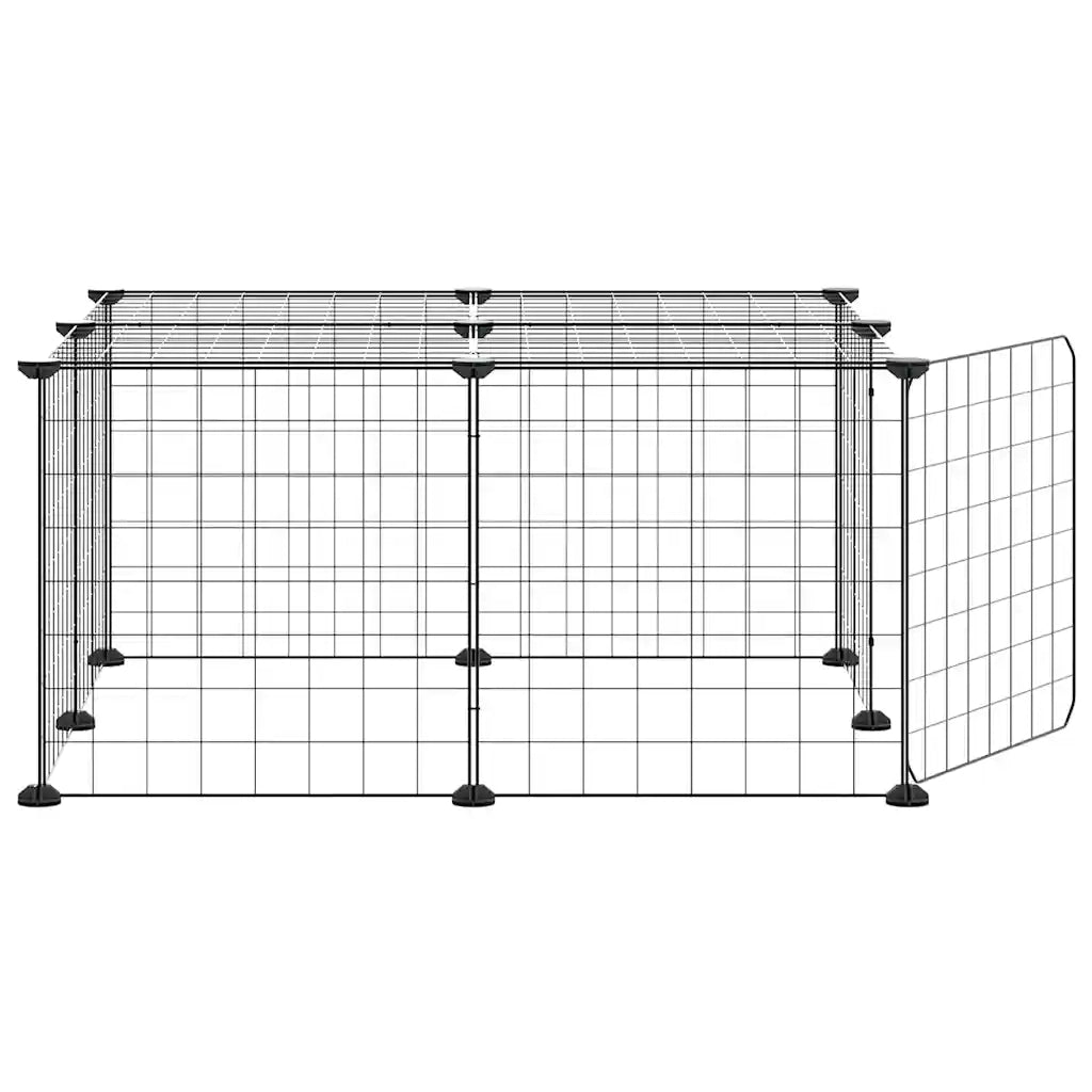 Gabbia per Animali 12 Pannelli con Porta Nero 35x35 cm Acciaio 3114051