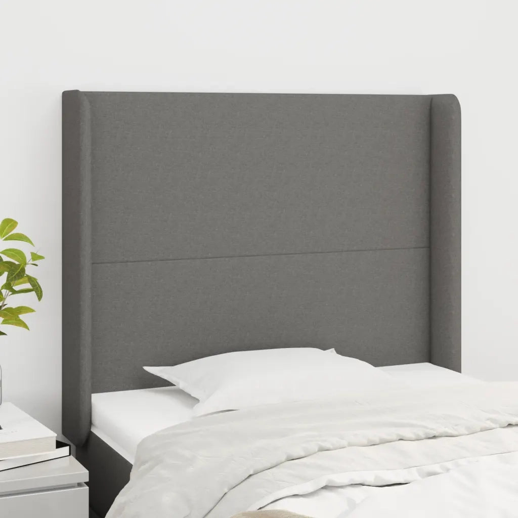 Testiera | Testata ad Orecchio Grigio Scuro 93x16x118/128 cm in Tessuto