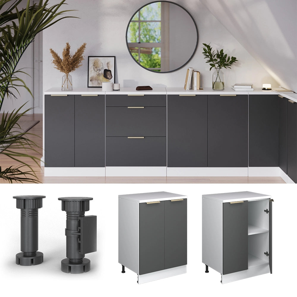 Mobile per mansarda Rion Antracite-oro/Bianco 60 x 83.8 cm senza inclinazione con 2 ante Vicco