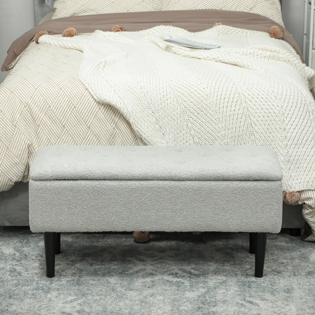 Pouf Contenitore Imbottito Grigio ¨C Zephmum ¨C 95x38x45 cm
