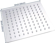 Doccia a testa 8 pollici, testa doccia 20x20cm, ultradun, sbriciolatoi anti-calcare, quadrata, verniciata a cromatura