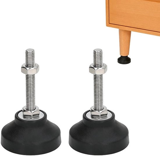 Piedistalli per mobili Regolabili - Elevatore per mobili - Viti M8 - Protezione del pavimento - Manubrio per livellatura girevole - Altezza 50 mm - Supporti per mobili