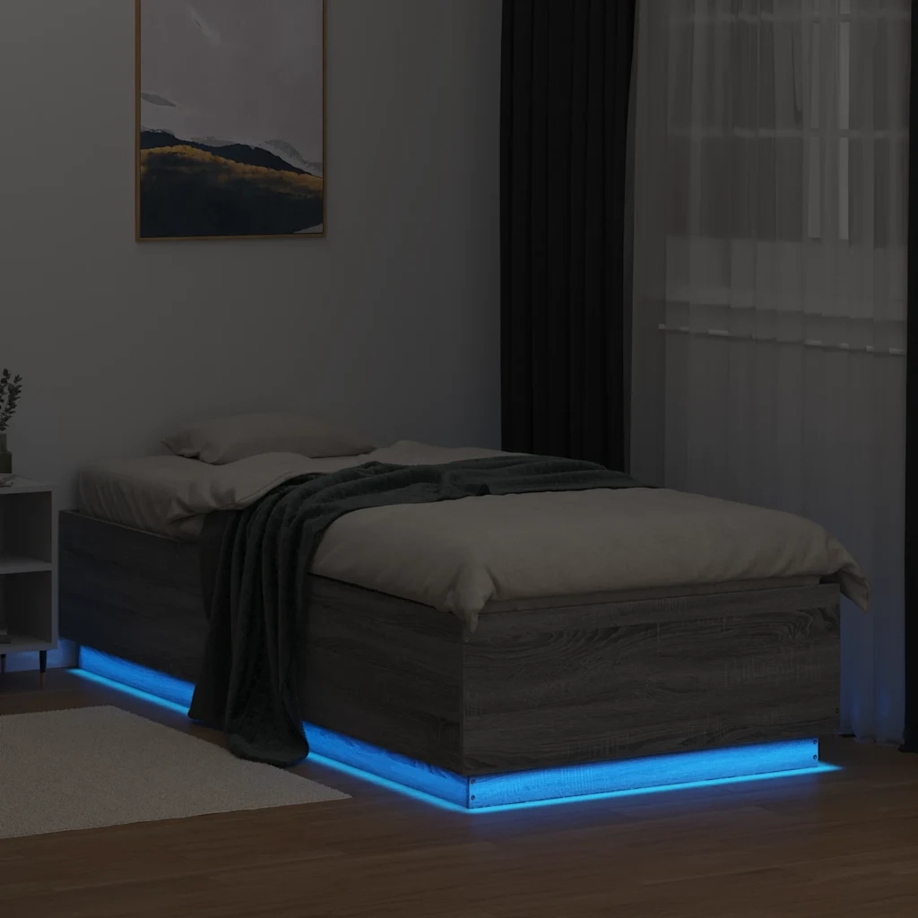 Giroletto Luci LED Grigio Sonoma 100x200cm in Legno Multistrato 3209630