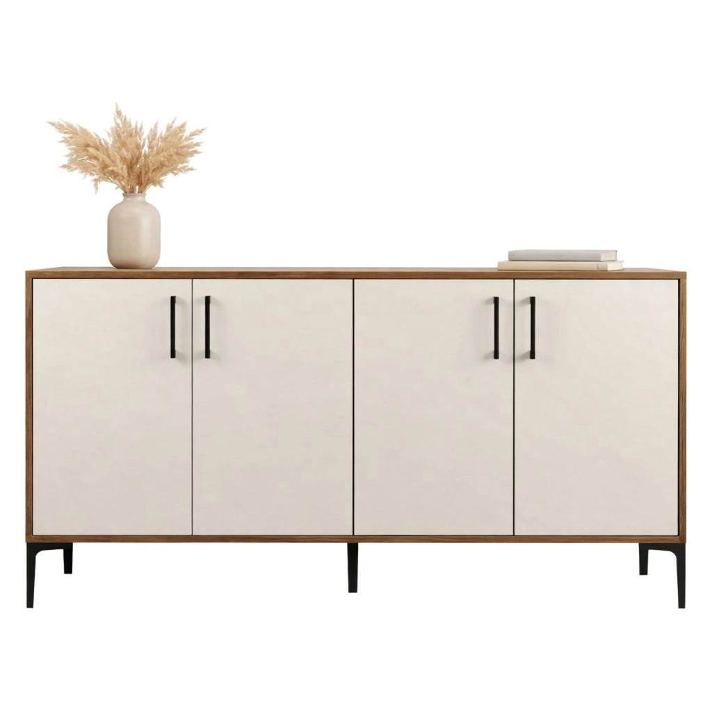 Madia Pollein, Credenza 2 Ripiani, 180x35x78h cm Bianco Crema