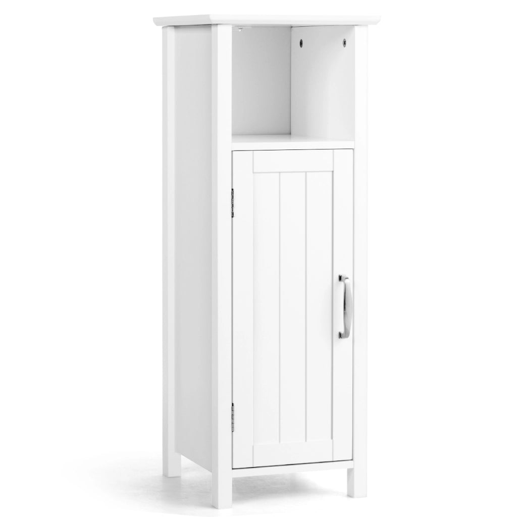Armadio di stoccaggio a pavimento per bagno, Armadietto di stoccaggio con ripiano regolabile ad anta singola, Bianco-Scaffali e librerie