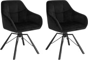 Set di 2 Sedie per Sala Pranzo Girevoli a 360°, Sedie da Cucina Imbottite con Gambe in Metallo, Poltroncine in Velluto, Camera da Letto, Soggiorno, Nero, BH365sz-2