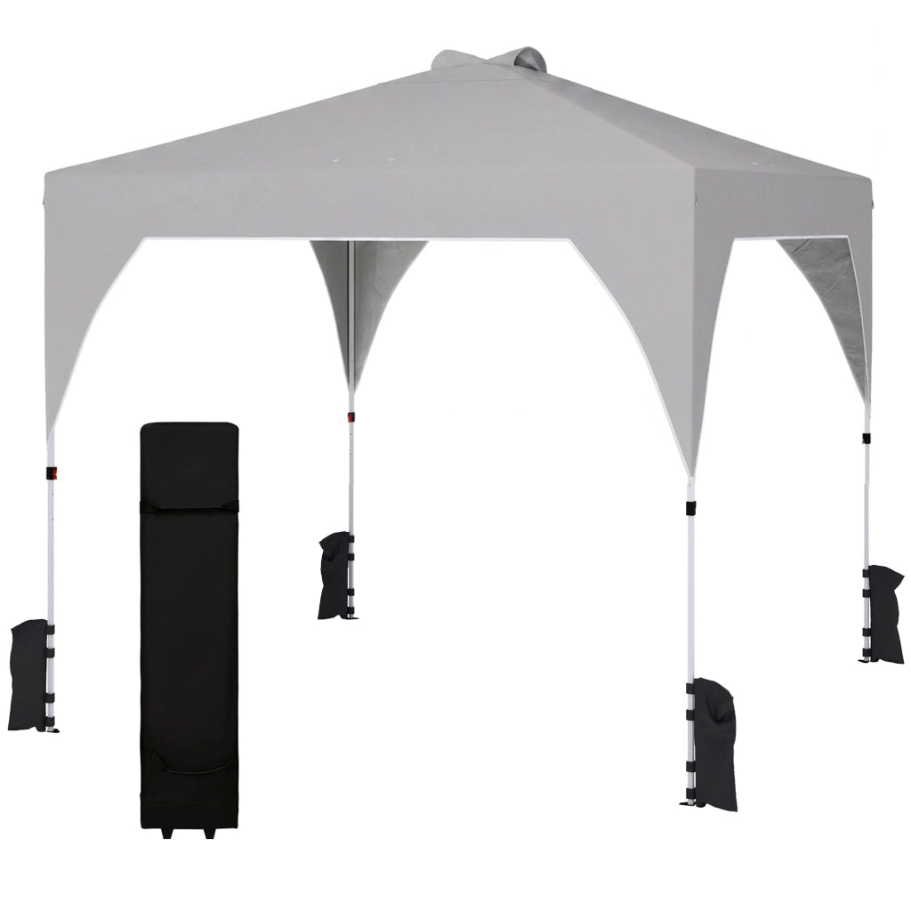 Tenda da giardino pieghevole 3x3 m ¨C zephmum ¨C grigio con sacchi di sabbia e ruote