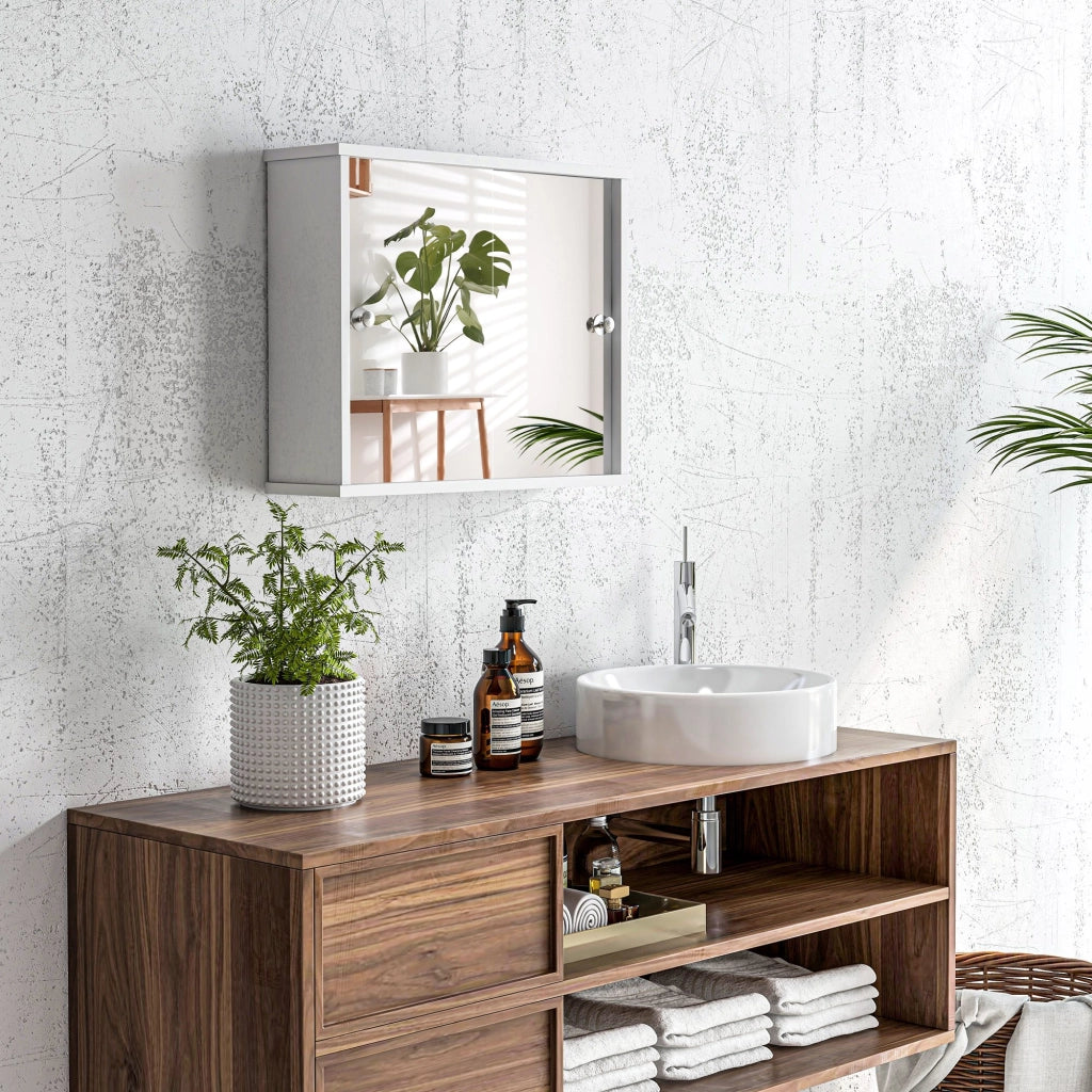 Armadio da bagno con specchio e ripiano ¨C zephmum ¨C 55x15x45 cm bianco