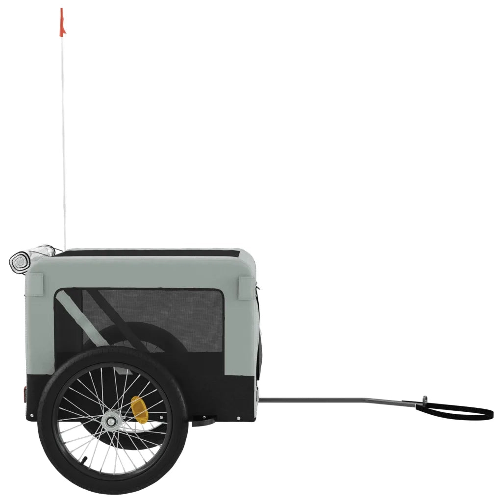 Rimorchio da Bici per Animali Grigio e Nero Oxford e Ferro 93923