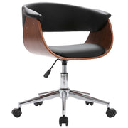 Sedia girevole da ufficio/studio in legno curvato e similpelle nera 02_0024155