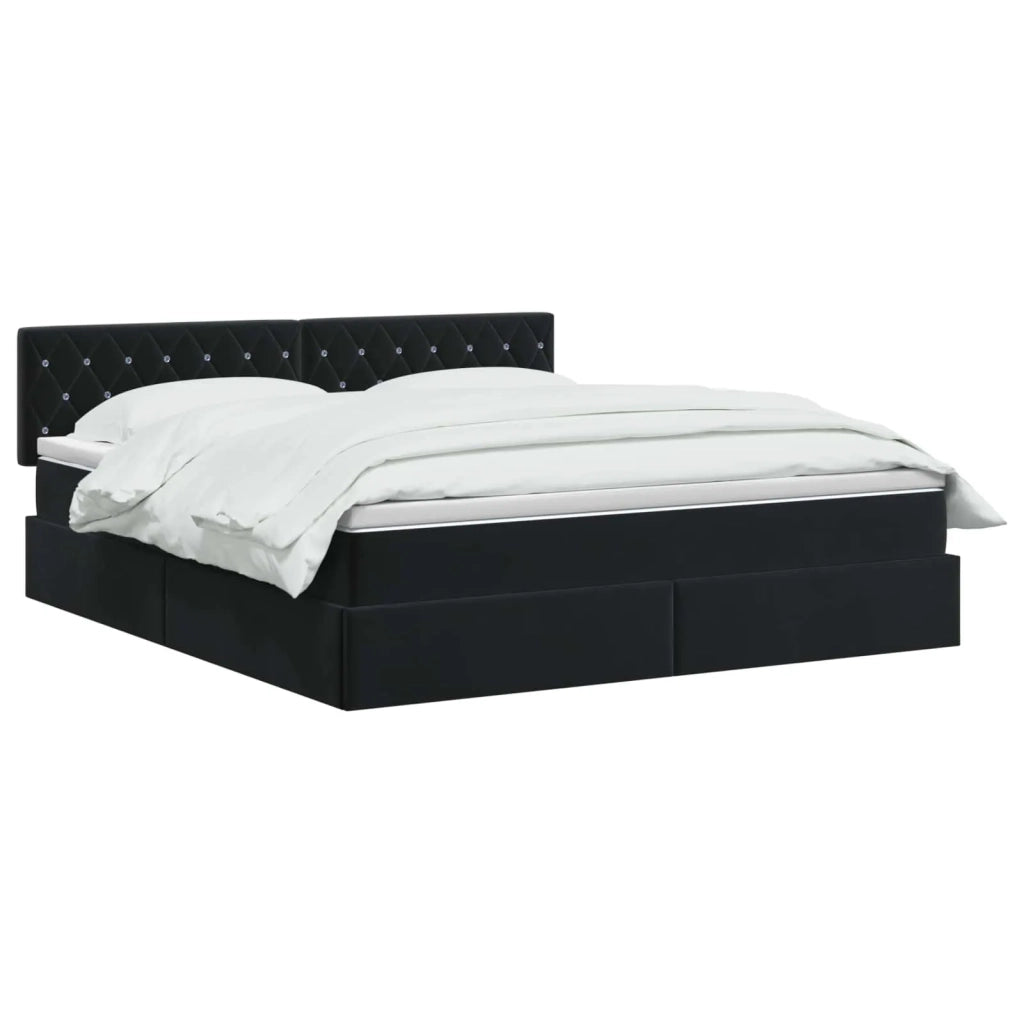 Letto con contenitore LED e materasso Nero 160 x 200 cm Velluto 3459200