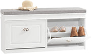 Scarpiera Salvaspazio Slim da Ingresso Panca Contenitore con Cuscino, Cassapanca Scarpiera Regolabile per Casa, Camera, Corridoio, L104*P24*A52cm, Bianco, FSR64-W