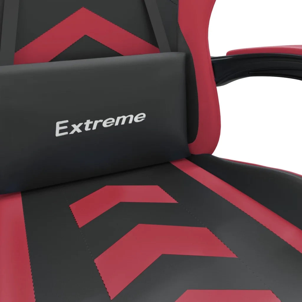 Sedia Gaming Girevole Poggiapiedi Nero e Rosso Vino Similpelle cod mxl 78401