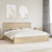 Struttura del letto con cassetto-Giroletto con contenitore-Rete del Letto Rovere Sonoma 200 x 200 cm 551302