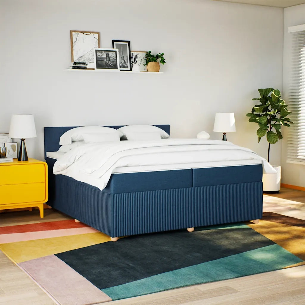 Giroletto a Molle con Materasso Blu 200x200 cm in Tessuto 3287569