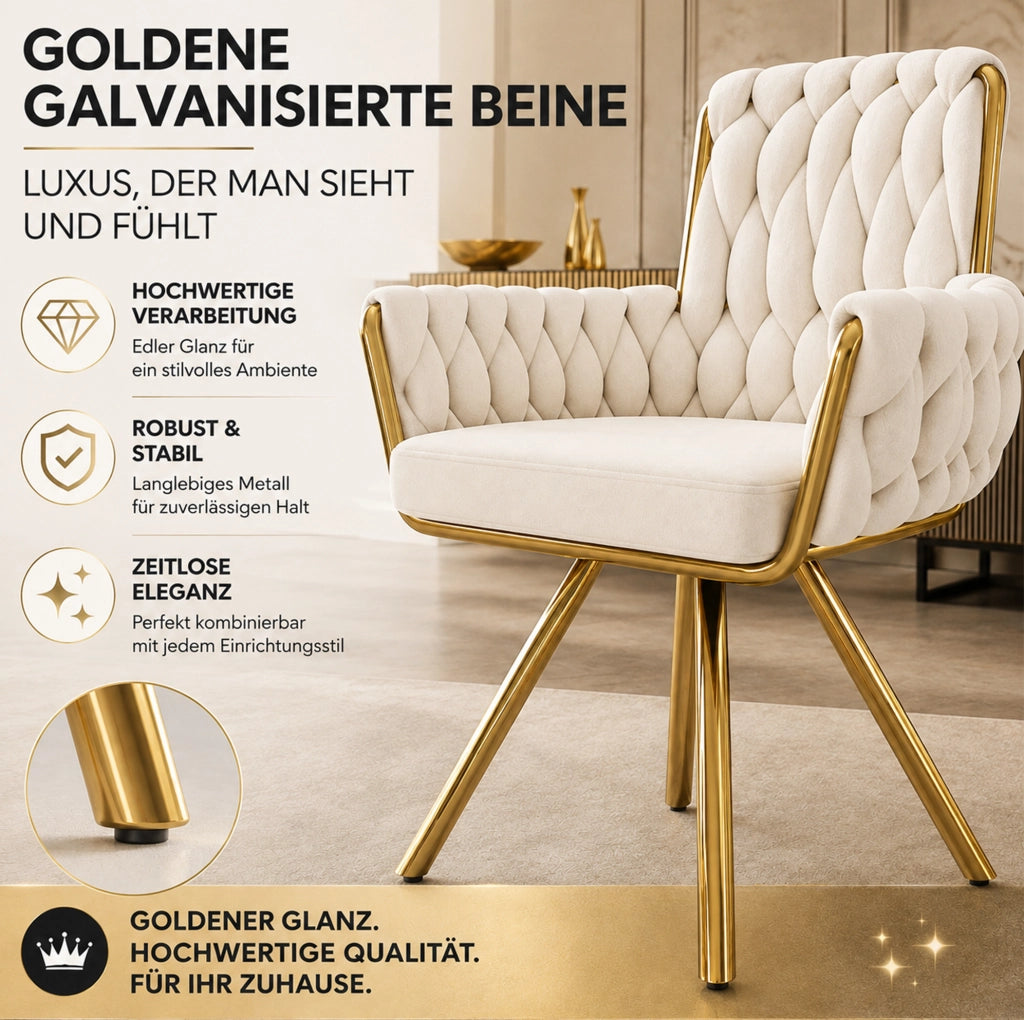 Set di 2 sedie da pranzo girevoli in velluto beige