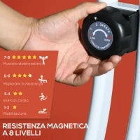 Cyclette Magnetica Pieghevole a 8 Livelli di Resistenza con Seduta Regolabile, in Acciaio, 97x43x110 cm, Rosso