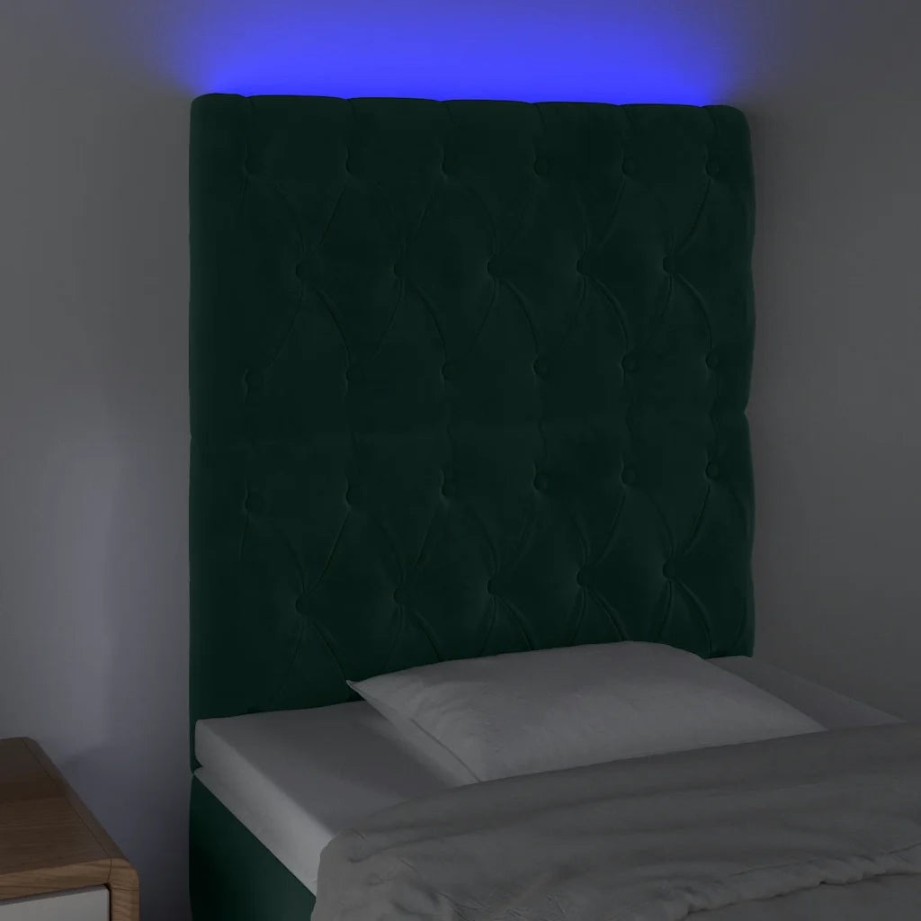 Testiera a LED Verde Scuro 80x7x118/128cm in Velluto cod mxl 49262