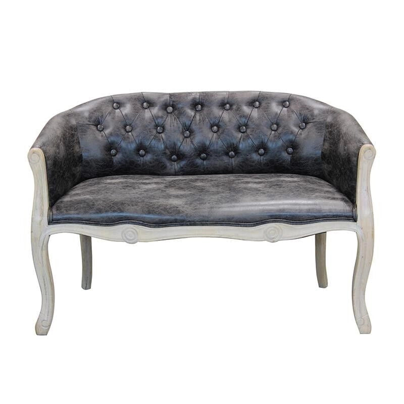DIVANO COLEMAN IN ECOPELLE VINTAGE GRIGIO CON GAMBE ANTICATE
