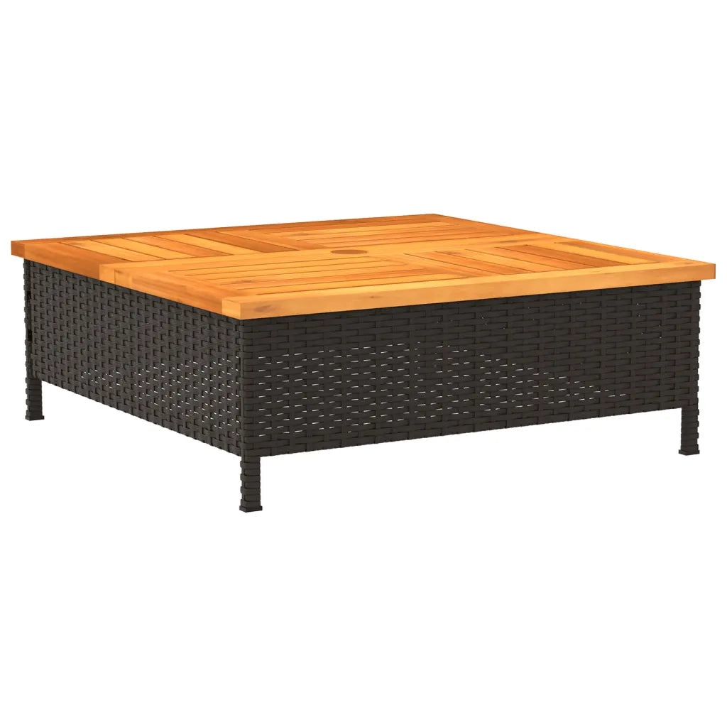 Copertura Base Ombrellone-Supporto per ombrellone Nera 70x70x25 cm Polyrattan e Acacia