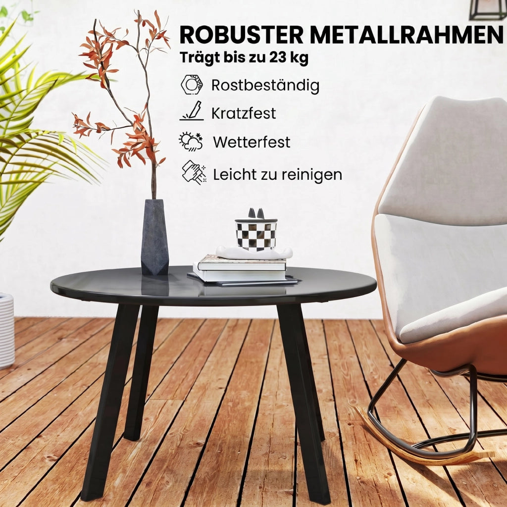 Tavolino da caff¨¨ rotondo esterno in metallo ¨C zephmum ¨C grigio scuro ?70x42 cm