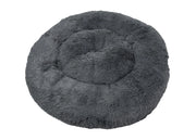 Cuccia Cane Gatto Cuscino Peloso Morbido Peluches Caldo Rotondo Ciambella Animali Fluffy - Grande - Grigio Scuro