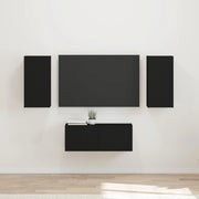 Set mobile TV Montaggio a parete 6 pcs Nero Legno multistrato 3409061