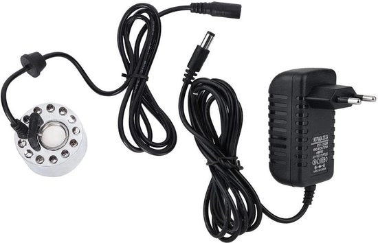 Mistificatore Ultrasuono per Fontana - Fontana Fumogeno con 12 LED - Umidificatore per Fontana e Vasca - Indoor Outdoor - Presa EU.