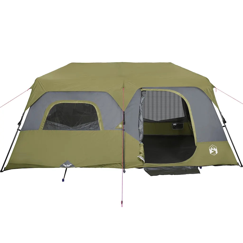 Tenda Campeggio 9 Persone-Tenda per Escursionismo Verde Rilascio Rapido Impermeabile