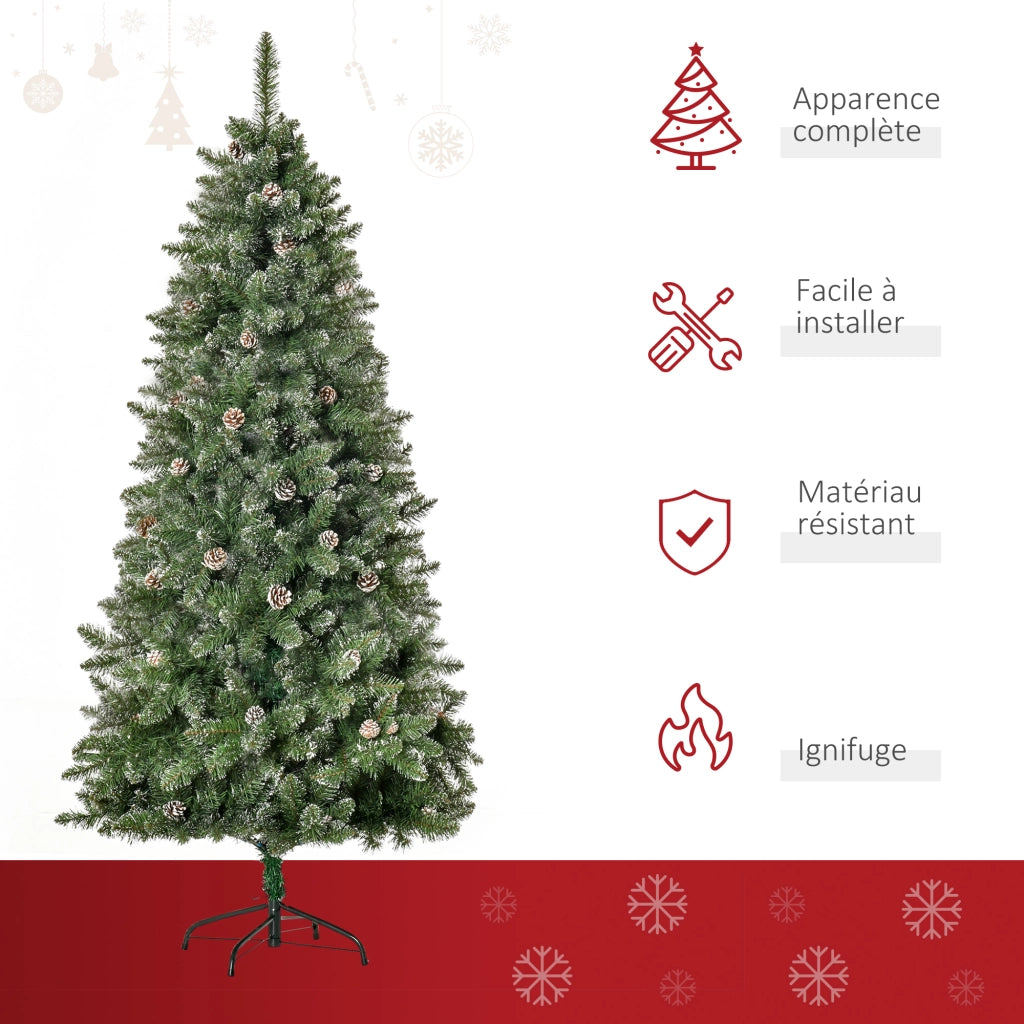 Albero di Natale Artificiale ¨C zephmum ¨C Effetto Neve 180 cm con 50 Pigne e 718 Rami Imitazione Nordmann