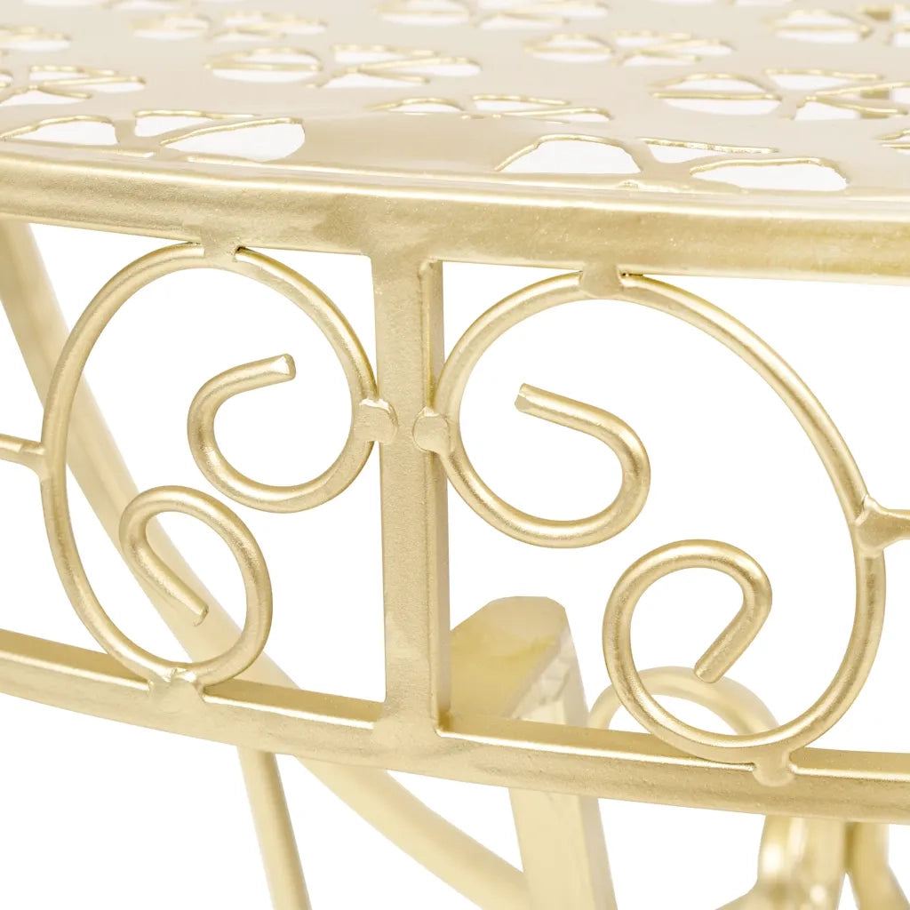 Tavolino Vintage in Metallo Semicircolare 72x36x74 cm Oro 245930