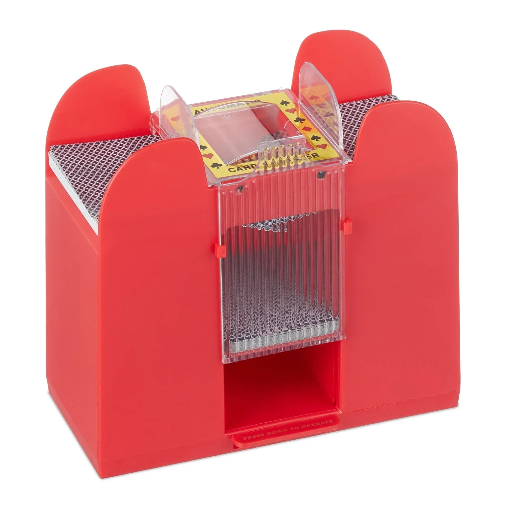 Mescolatore di carte automatico pratico 6 mazzi funziona a pile miscelatore rapido in plastica rossa 13_0012788