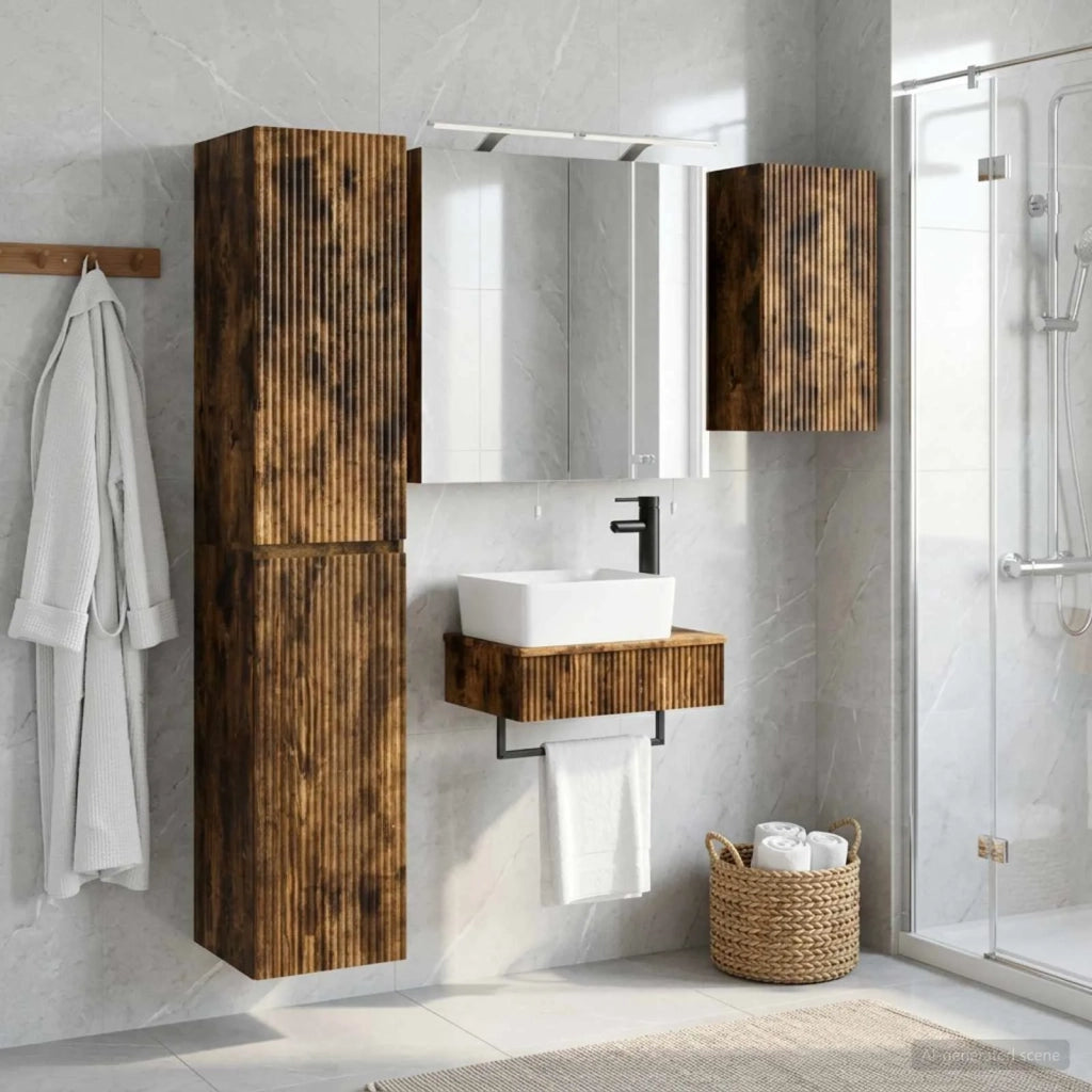 Set di mobili per il bagno 5 pcs Rovere Fumo 3407267