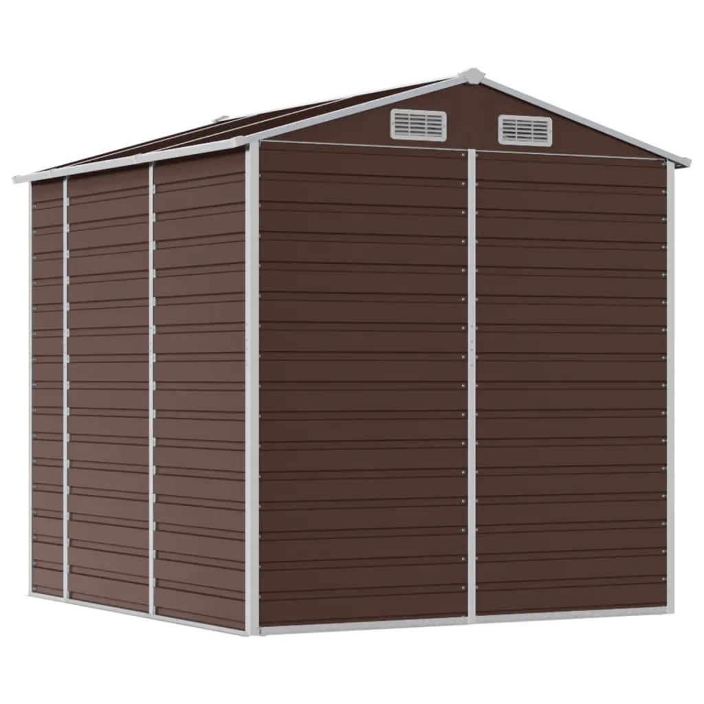 Casetta da giardino marrone 191x215x198 cm in acciaio zincato 3188265