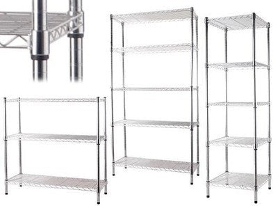 SCAFFALI MANHATTAN IN ACCIAIO CROMATO 5 PIANI 90x35xH180 CM SCAFFALATURE