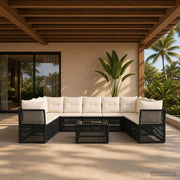 Set Divano da Giardino 10 pz Nero polyrattan 3434341