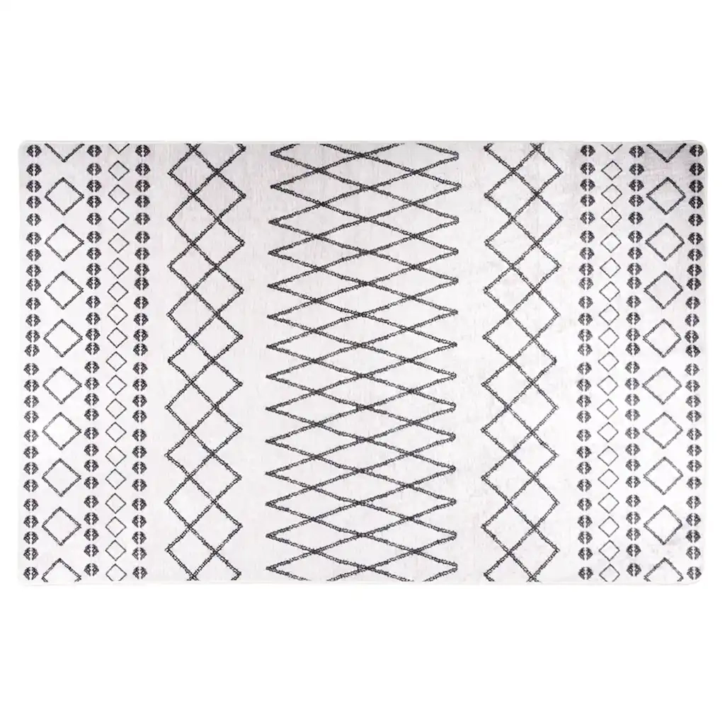 Tappeto Lavabile 80x150 cm Nero e Bianco Antiscivolocod mxl 119446