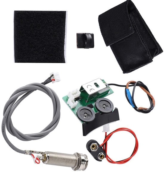 Sistema di preamplificazione acustico per chitarra leggero per VT1 Fishman, con EQ e contenitore aggiuntivo.