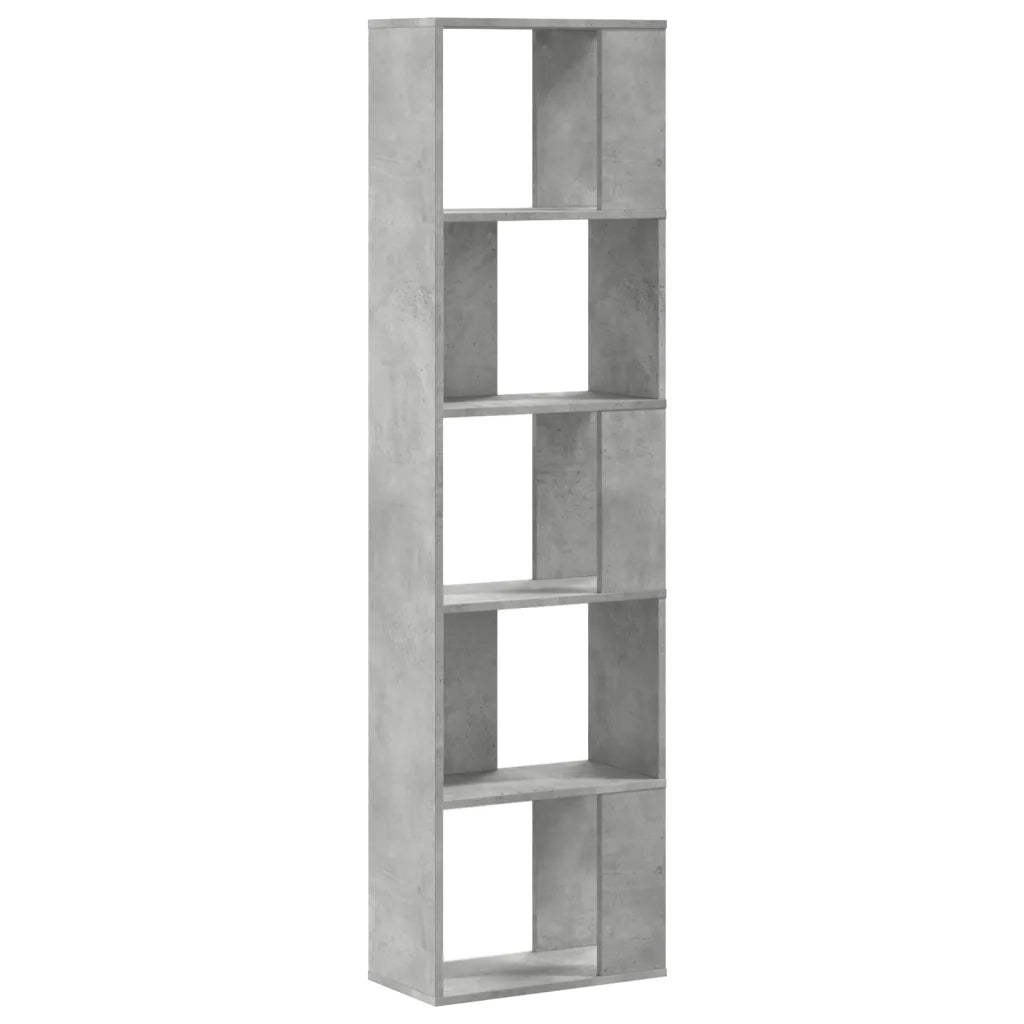 Libreria 5 Ripiani-Scaffale per Libri-Mobile di Stoccaggio Grigio Cemento 45x23,5x162,5cm Multistrato