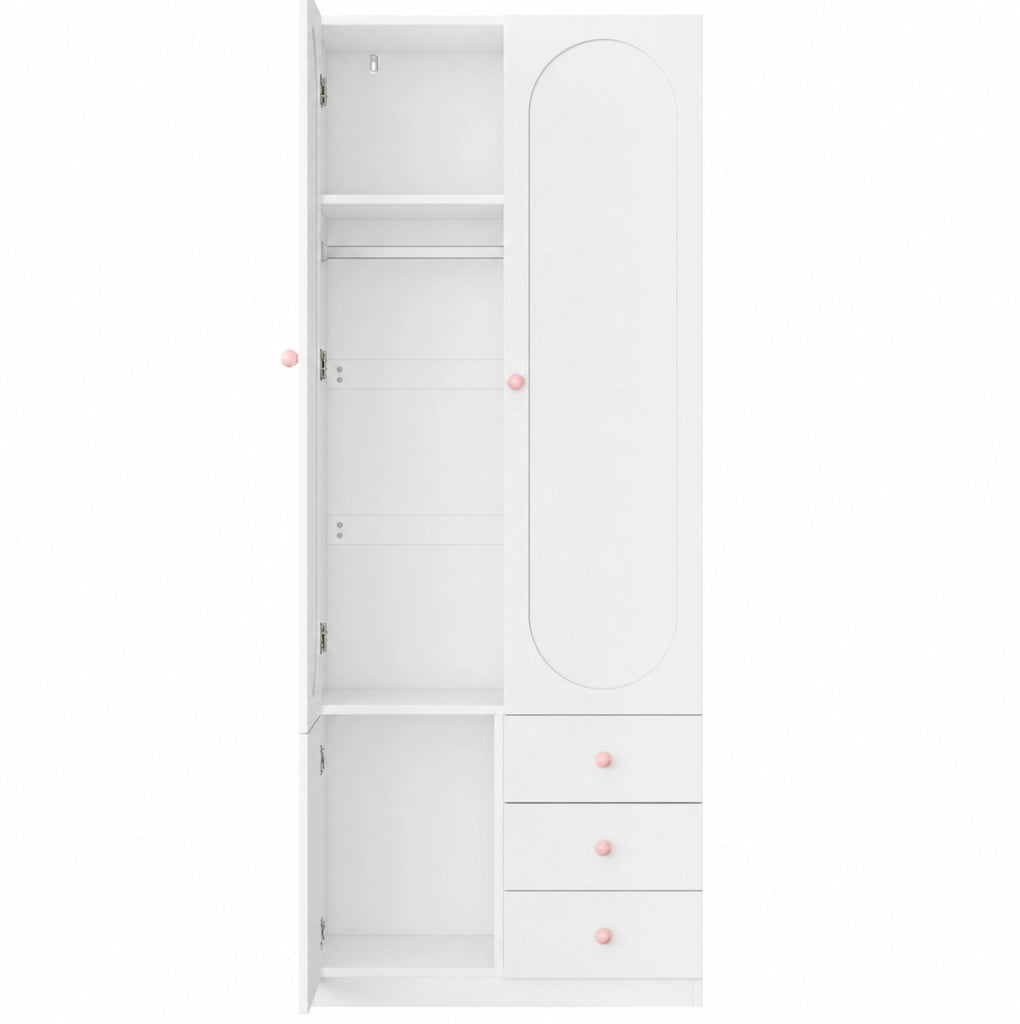 Armadio per cameretta 2 ante con 3 cassetti 80x50x200 cm bianco HAVRYA