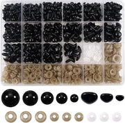 Vendita a pacchi di 336 pezzi - Fili di riempimento per giocattoli - Fili di sicurezza - Anelli di chiusura - Scatola di conservazione - Materiale plastico ecocompatibile - Accessori per bambole