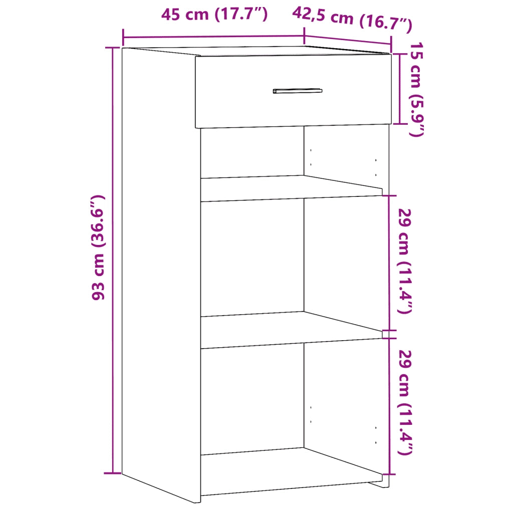 Credenza Rovere Marrone 45x42,5x93 cm in Legno Multistrato 846326