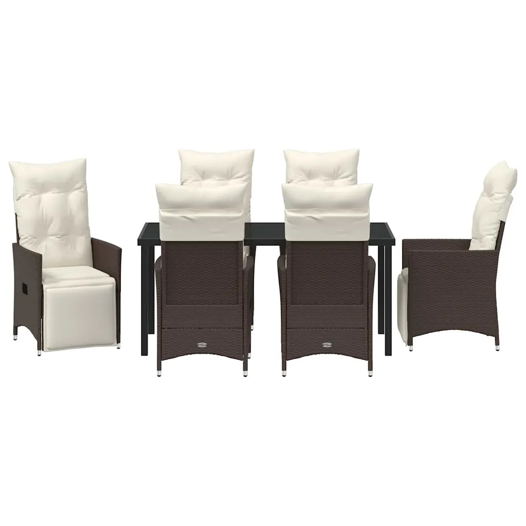 Set da Pranzo per Giardino con cuscino 7 pcs Marrone polyrattan 3379573