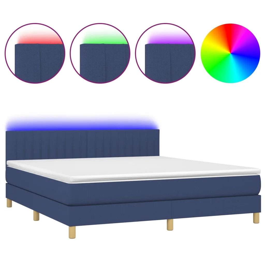 Letto a Molle con Materasso e LED Blu 180x200 cm in Tessuto 3133899