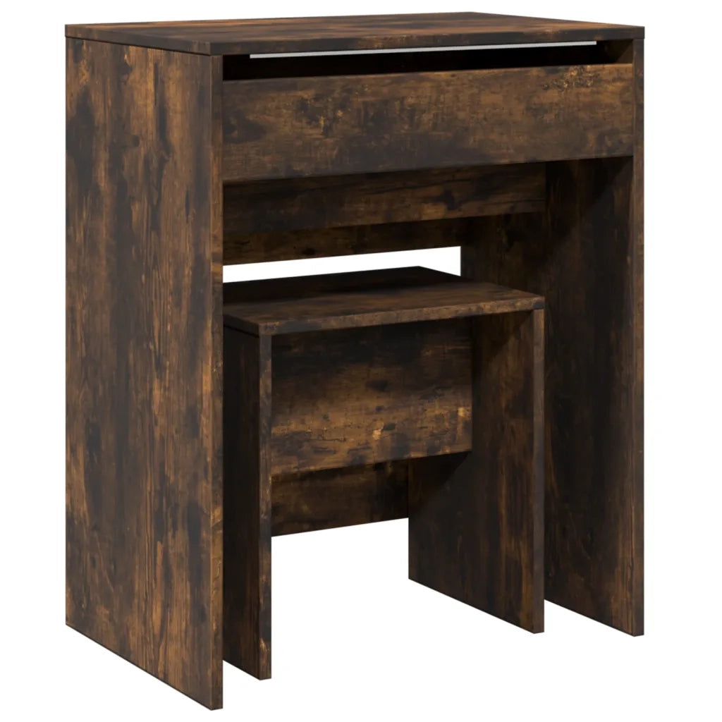 Toeletta e Sgabello Rovere Fumo 60x40x113,5 cm 848217