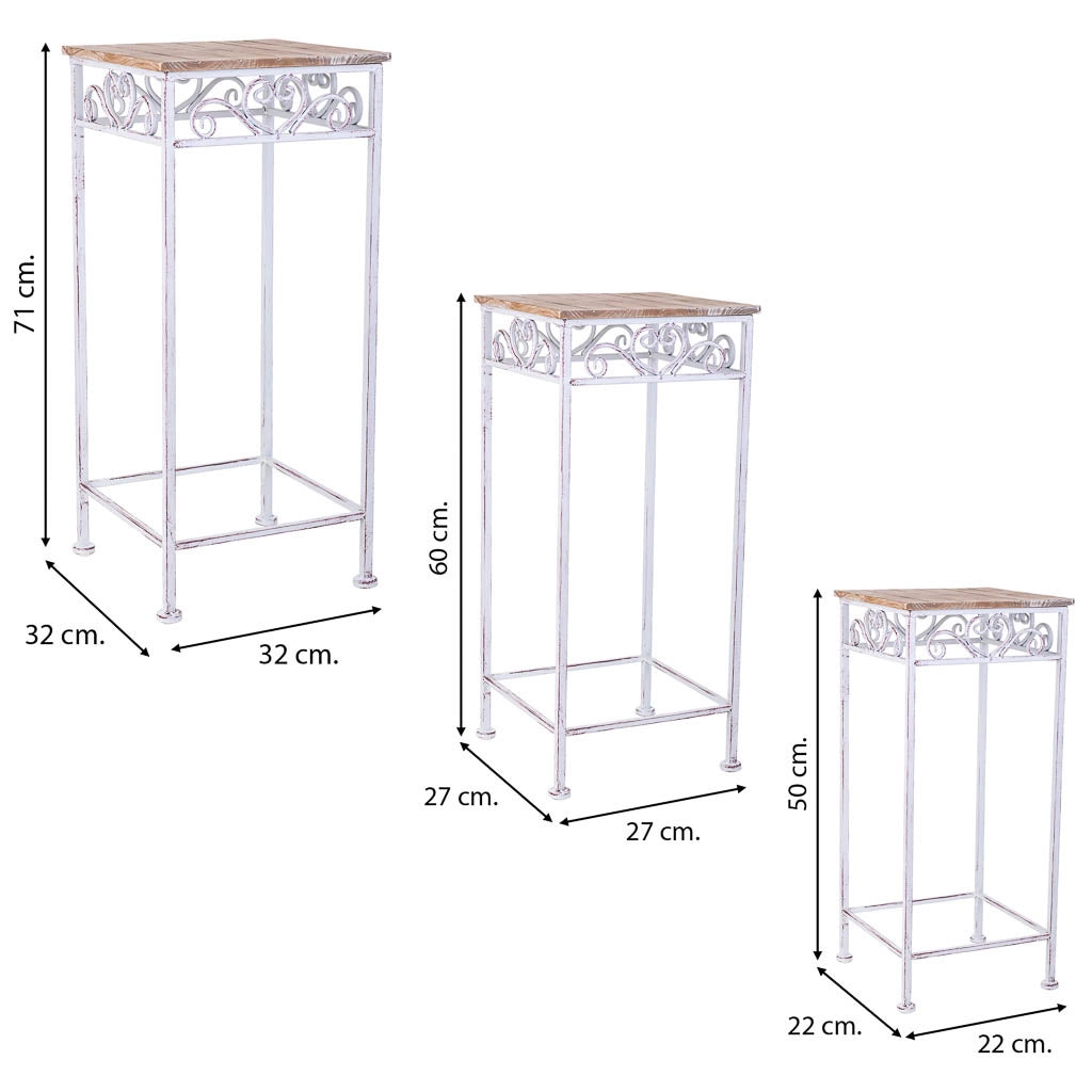 Set portavasi per fiori 3 pezzi beige, 32x32x71h cm
