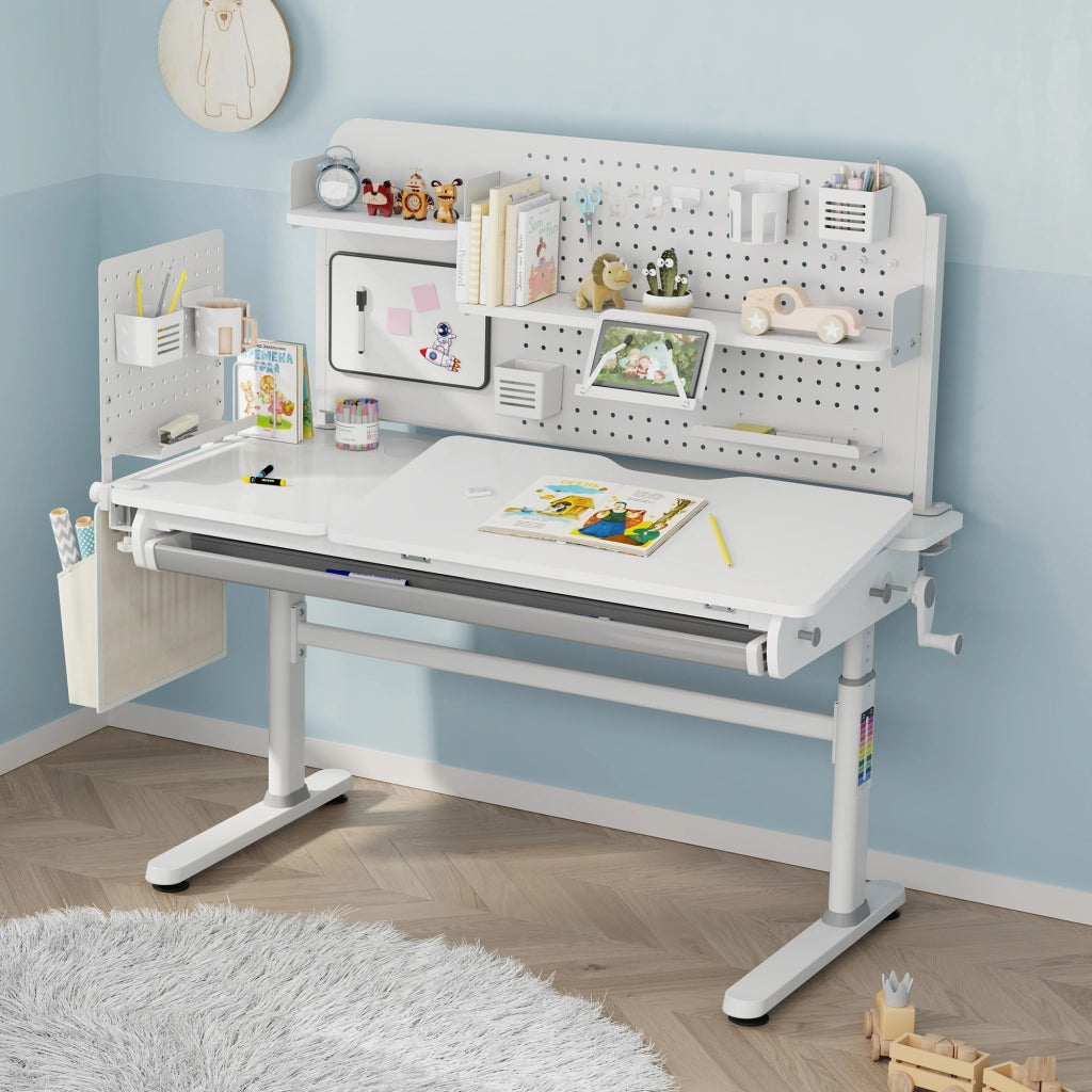 Organizzatore Sauda Pannello Forato da Scrivania con Morsetti 114x68 cm - Bianco [en.casa]